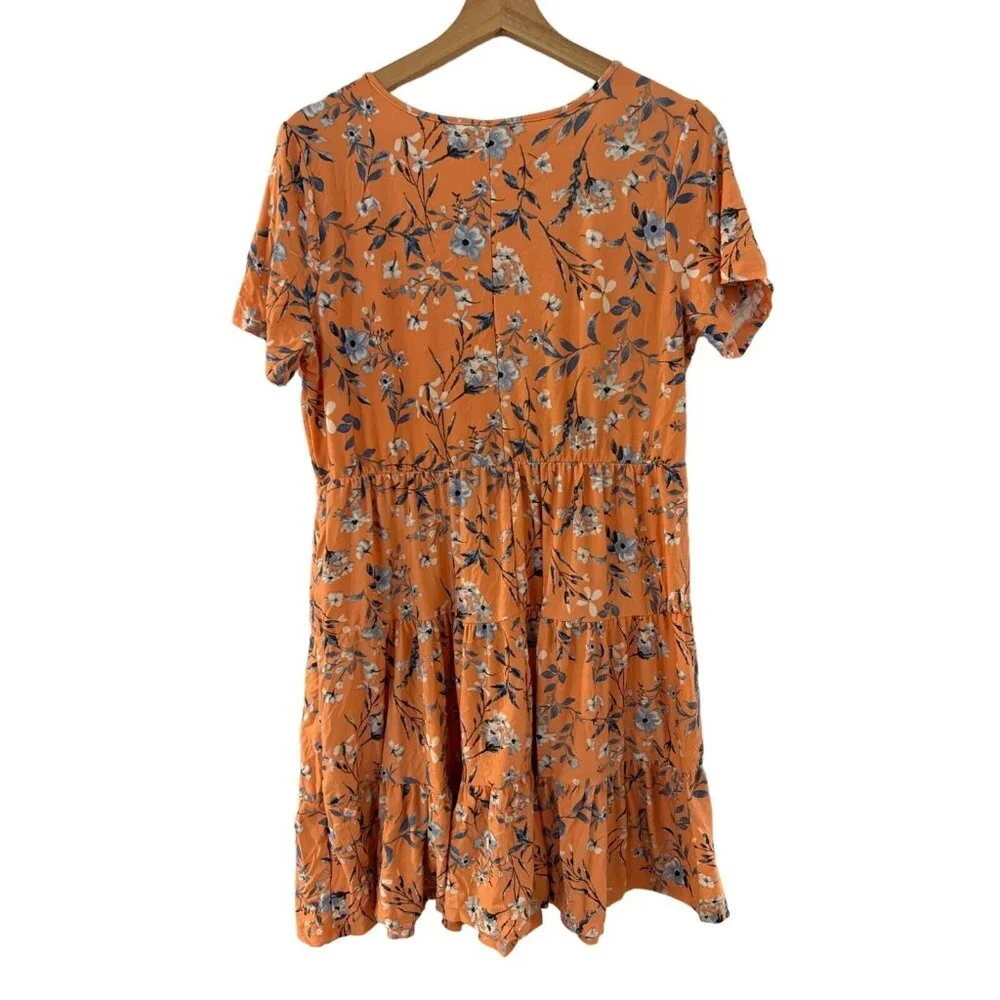 Orange Floral Just Be... Womens Dress L Stretchy